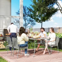 Outsunny Five-Piece PE Rattan Garden Dining Set with Cushions & Stackable Chairs - Light Grey(m-10)