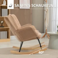 HOMCOM Schommelstoel in retrodesign, massief hout, fauteuil, relaxfauteuil, 98 cm x 71 cm x 101 cm, bruin(m-5)
