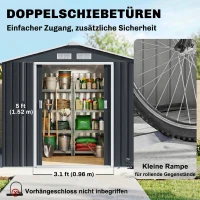 Outsunny Gereedschapschuur Tuinschuur Metaal kolengrijs(m-5)
