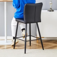 Ensemble 2 tabourets de bar 101 cm, dossier ergonomique, pieds réglables antidérapants, 44x44x101 cm, Noir(m-1)