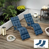 Outsunny Set of Two 190 x 56cm Sun Lounger Cushions - Navy Blue(m-9)