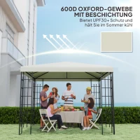 Outsunny 3 x 3 m Vervangzeil voor Paviljoen, Zeil voor Tuinpaviljoen, met Waterafvoergaten, UPF30+, Lichtgrijs(m-6)