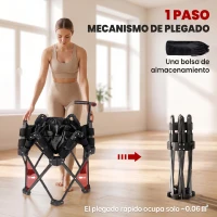 SPORTNOW Trampolín de Fitness Plegable 104 cm con Barra Ajustable en 3 Alturas Marco Metálico Reforzado y Bolsa 104x104x114 cm(m-4)