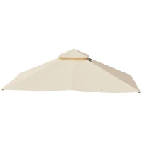 Outsunny 3x3(m) Replacement Gazebo Canopy, Double Tier Roof Top for Garden, Patio, Outdoor, Beige (TOP ONLY)(m-10)