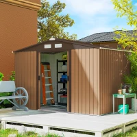 Outsunny gereedschapsschuur met fundering gereedschapsschuur tuinschuur tuinschuur metaal geel 277 x 195 x 192 cm(m-2)