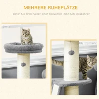 PawHut kattenboom, een platform, hangende speelgoedbal, sisal, donkergrijs+roomwit, 48 x 48 x 92 cm(m-4)