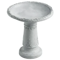 Outsunny Vogelbad van hars voor buiten, rond vogelbad 51 cm met steenlook, vrijstaand voeder- en drinkstation voor vogels, Grijs(m-10)