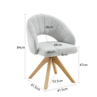 Lot de 2 chaises pivotantes style rétro, piètement 4 pieds en bois massif, patins antidérapants, 46x49x84 cm, Couleur naturelle(m-3)