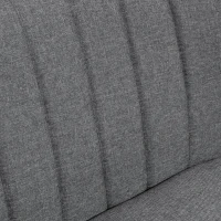 HOMCOM 117cm Loveseat Sofa Upholstered Small 2 Seater Sofa with Thick Padded Seat and Rubber Wood Legs, Grey(m-9)