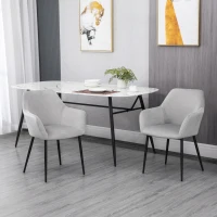 HOMCOM Set Eetkamerstoelen, Comfortabel, 54x57x80 cm, Lichtgrijs(m-2)