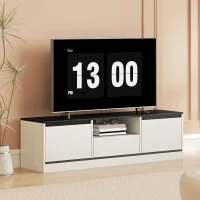 HOMCOM Meuble TV pour Télévision jusqu'à 60" avec 2 Armoires, 1 Étagère Ouverte, 1 Tiroir, Moderne, 140x35x40cm, Noir et Blanc(m-11)