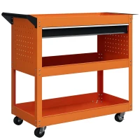DURHAND Chariot d'atelier servante atelier à 3 niveaux avec tiroir, porte-outils latéral et poignée, 82x35x76 cm, orange(m-14)