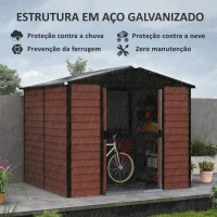 Outsunny Abrigo de Jardim Exterior 4,4 m² 240x206x198 cm Abrigo de Jardim com Porta de Correr e Fechadura  Teca(m-5)