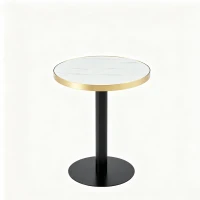 Table d'appoint ronde, plateau anti-rayures facile à nettoyer, 60x60x74 cm, Blanc(m-9)