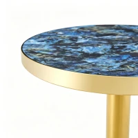 Table d'appoint ronde, plateau anti-rayures facile à nettoyer, 60x60x74 cm, Bleu(m-6)
