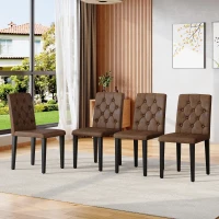 Lot de 4 chaises de salle à manger, style luxe européen, patins antidérapants et silencieux, 42x46x89 cm, Brun+Noir(m-1)