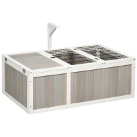 PawHut Maison enclos cage pour petit animal tortue avec 2 espaces dim. 91,5L x 61l x 33H cm - bois de sapin(m-12)