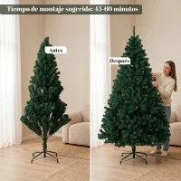 HOMCOM Árbol de Navidad de Abeto 230 cm con Ramas Articuladas 1300 Puntas de PVC Ignífugo Montaje Rápido Soporte de Acero Verde(m-7)