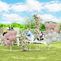 Outsunny Wedding Arch Frame Set, Metal Balloon Arch Stand Set, Balloon Arch Stand Set for Birthday Party, 2.2, 2, 1.8 m White(m-2)