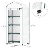Outsunny Folie-Kas, Kweekkas, Mini-Kas, Plantenhuis, Koude Bak, 4 Planklagen, 69 x 50 x 165 cm, Wit(m-3)