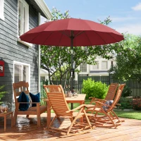 Outsunny 2 m Shanghai Garden Parasol Umbrella with 16 Fibreglass Ribs, Outdoor Parasol Sun Shade with Crank & Tilt, Wine Red(m-9)