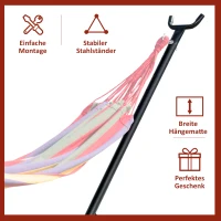 Outsunny Hangmatframe hangmatstandaard metaal 280 x 120 x 110 cm tot 120 kg met haken(m-5)
