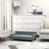 PawHut Canapé pour chien chat design scandinave coussin moelleux amovible pieds bois massif 100 x 62 x 32 cm gris(m-8)