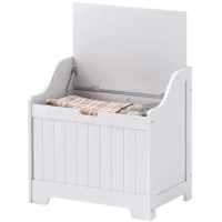 HOMCOM Opbergkist, Houten Kist met Deksel, Ruim, Modern Ontwerp, Wit(m-10)