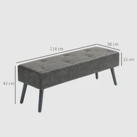 HOMCOM Banc bout de lit banquette capitonnée style vintage 114 x 38 x 42 cm piètement bois revêtement gris(m-3)