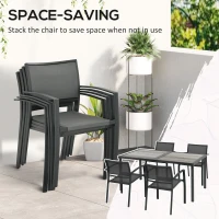 Outsunny Five-Piece Casual Outdoor Dining Set, with Wood-Effect Table - Grey(m-4)