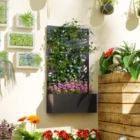 Outsunny Jardinière avec brise-vue paravent treillis pour Plante Grimpante, bac à Fleurs - dim. 61L x 23l x 113H cm(m-7)