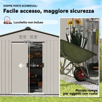 Outsunny Casetta da Giardino in Metallo con Prese d'Aria e Doppia Porta Scorrevole, 277x195x192 cm, Argento(m-5)