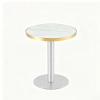 Table d'appoint ronde, plateau anti-rayures facile à nettoyer, 60x60x74 cm, Blanc(m-2)