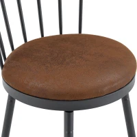 Tabouret de bar style Windsor en métal, assise ronde rembourrée, 39x39x96 cm, Marron(m-6)