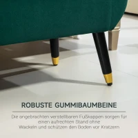 HOMCOM Poolsterbank met Opbergruimte, Armleuningen, Fluweelachtig Polyester, Rubberhout, 107 x 42 x 65 cm, Groen(m-5)