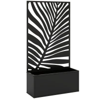 Outsunny verhoogde plantenbak met scherm, bloembak van metaal, tuinklimrek 61 x 23 x 113 cm(m-1)