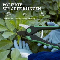 Outsunny Tuin gereedschapset 2 Stuks Tuin gereedschap van Metaal Tuingereedschappen met Tuinschaar Groen+Zwart(m-5)