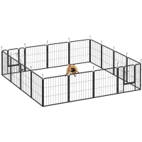 PawHut Parc pour chien, parc pour animaux, 16 panneaux, clôture portable pliable, sécurisé, noir(m-12)