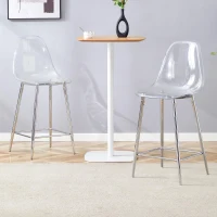 Lot de 2 tabourets de bar transparents, design moderne et aérien, 51x45x102 cm, Argenté(m-5)