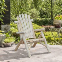 Outsunny Tuinstoel tuinzetel houten stoel hoge rug met armleuningen vurenhout natuur(m-2)