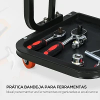 HOMCOM Banco de Oficina Móvel com Rodas Banco para Mecânico com Bandeja para Ferramentas e Estrutura de Aço 38x35x37 cm Vermelho(m-4)