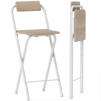 HOMCOM Set 2 Scaune de Bar Pliabile cu Suport pentru Picioare, din Lemn și Oțel, 37 x 45 x 87 cm, Lemn(m-11)