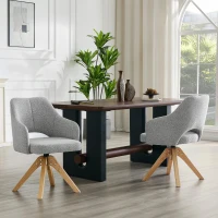 Lot de 2 chaises pivotantes style rétro luxe léger, revêtement en tissu structuré, 45x48x85 cm, Couleur naturelle(m-5)