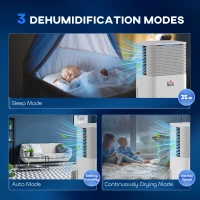 HOMCOM 10L/Day 2000ML Portable Quiet Dehumidifier for Home Laundry Room Bedroom Basement, Electric Moisture Air De-Humidifier with 3 Modes(m-5)