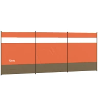 Outsunny Camping Windbreaker with Clear Windows, Carry Bag and Steel Poles, for Beach Caravan Campervan, 440 x 140cm, Orange(m-15)