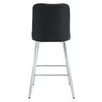 Lot de 2 tabourets de bar hauteur, design moderne et confortable, dossier incurvé et repose-pieds, 42x45x100 cm, Noir+Argenté(m-12)