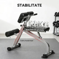 SPORTNOW Bancă Romană Reglabilă și Pliabilă Multifuncțională, Capacitate 150 kg, Argintiu(m-6)