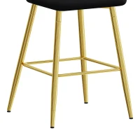 Lot de 2 tabourets de bar, design moderne, repose-pieds et renfort croisé, 42x45x100 cm, Noir+Doré(m-7)