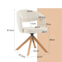 Lot de 2 chaises pivotantes rétro-luxe, patins feutre antidérapants, rotation 360° silencieuse, 47x47.5x81.5 cm, Couleur naturelle(m-3)