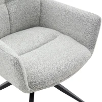 Fauteuil pivotant 360° rembourré, piètement métal laqué stable, patins antidérapants, 48x50x85 cm, Gris clair(m-6)